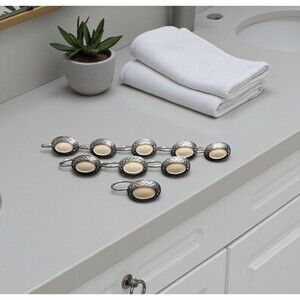 9PC VINTAGE Fairmont Hand Painted Crafted Resin Shower Curtain Hooks RARE